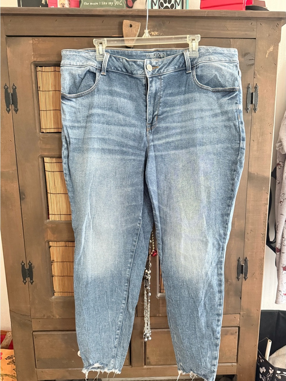 Maurices Vintage-Blue Jeans w/ Frayed hem & Straight leg cut
